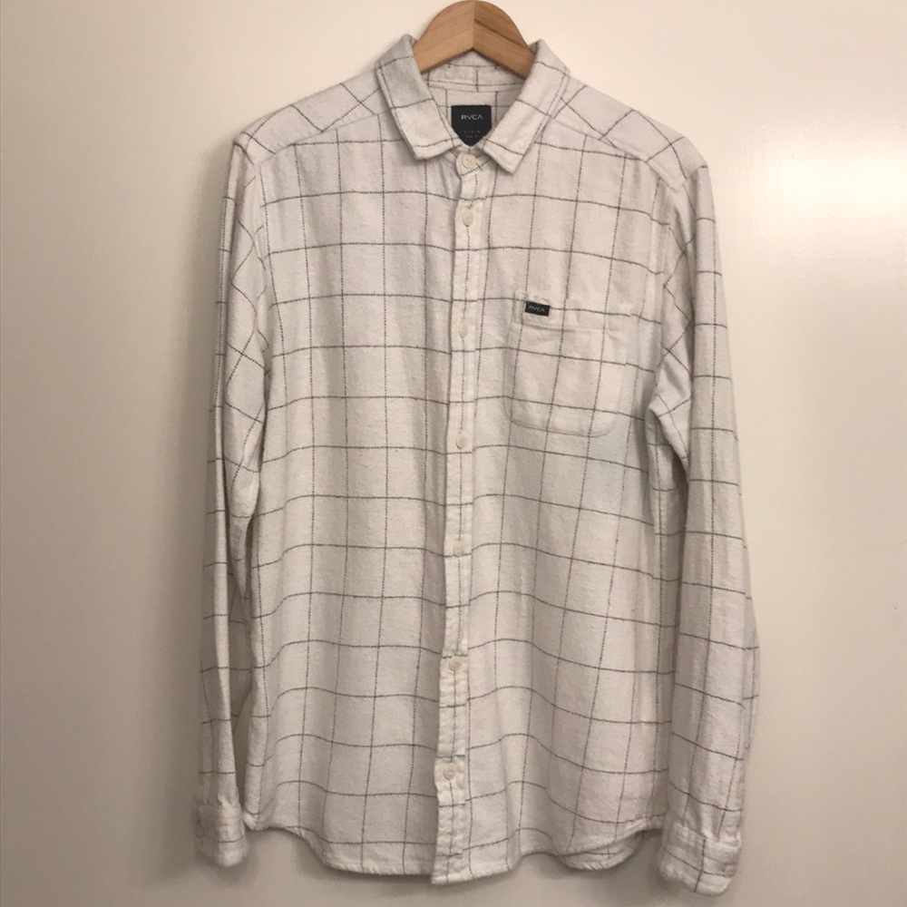 RVCA White Long Sleeve Flannel